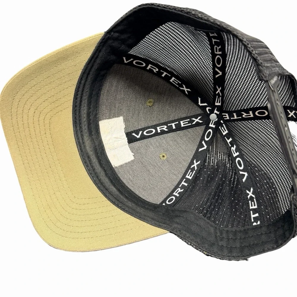 Vortex Optics Trucker Hat‎ Tan Black Mesh Snapback Cap Adjustable Logo Patch